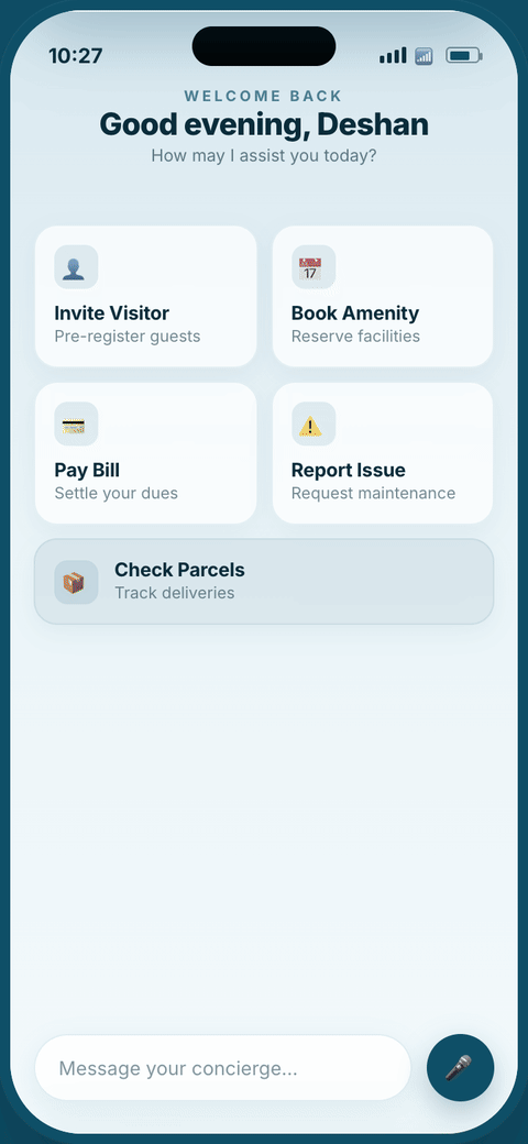 Arty inviting a visitor and issuing a one-time entry code by SMS